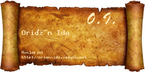 Orián Ida névjegykártya